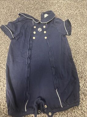 Ralph Lauren Navy Sailor-Collar Infant One-Piece Romper
